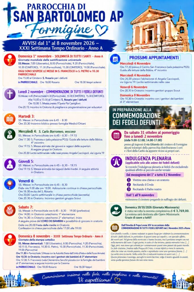 Foglietto parrocchiale della settimana